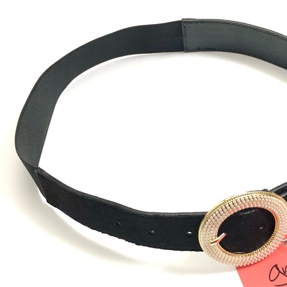 Black Waist belt with pearl like accents in Buckle - Picture 3 of 5